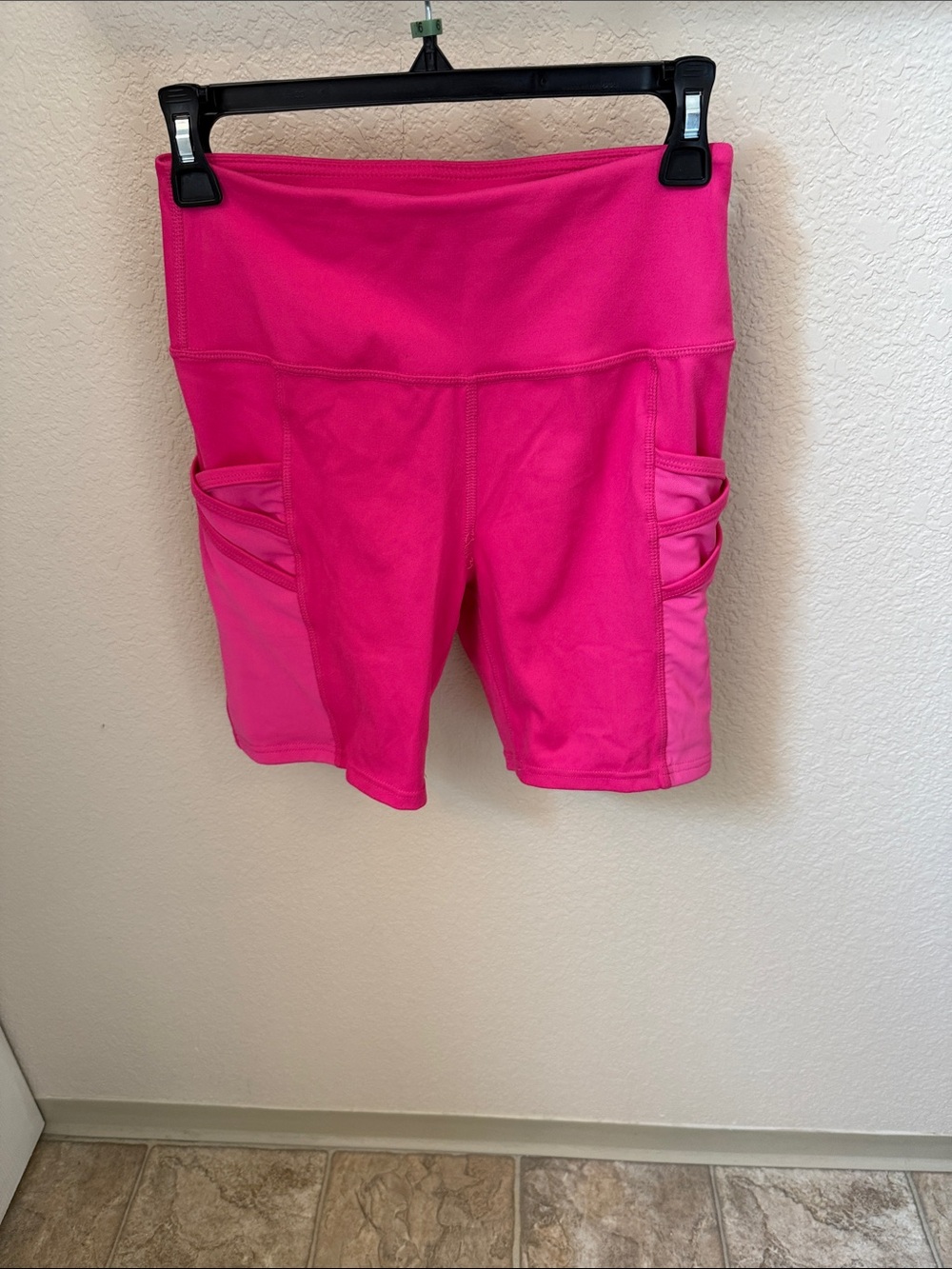 Marika Bright Pink High-Waist Bike Shorts with Side Pockets